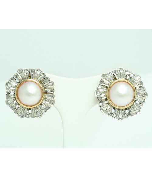 Orecchini con Perle, in Oro e Diamanti